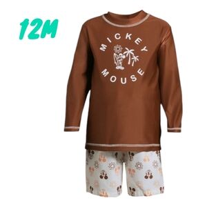 Disney Junior Mickey Mouse Baby 12M Boy Swim Trunk Long Sleeve Rash Guard Vaca